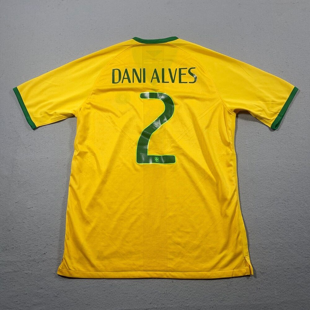 Brazil‎ Soccer National Team Jersey Youth XL Dani Alves 2 Nike 2014 Home Yellow